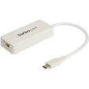 StarTech US1GC301AUW USB C to Gigabit Ethernet Adapter with USB A Port - White