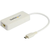 StarTech US1GC301AUW USB C to Gigabit Ethernet Adapter with USB A Port - White
