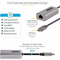 StarTech US1GC30B2 USB-C to Ethernet Adapter - 10/100/1000 Mbps - Space Gray