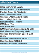 Asus USB-BE92 Nano IEEE 802.11a/b/g/n/ac/ax/be Tri Band Wi-Fi Adapter