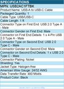 StarTech USB2AC1FTBK 1ft (30cm) USB-A to USB-C Charging Cable, Charge & Sync