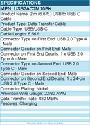 StarTech USB2AC2M10PK 2 m / 6.6 ft. USB to USB C Cable - Black