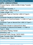 StarTech USB2AC3FBKE 3ft (91cm) USB-A to USB-C Charging Cable, Charge & Sync