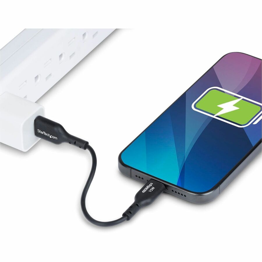 StarTech USB2AC6INCHBK 6in (15cm) USB-A to USB-C Charging Cable, Charge & Sync