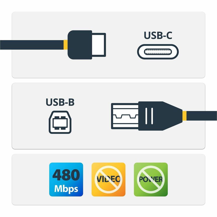 StarTech USB2CB1M USB C to USB B Printer Cable - 3 ft / 1m - USB C Printer Cable