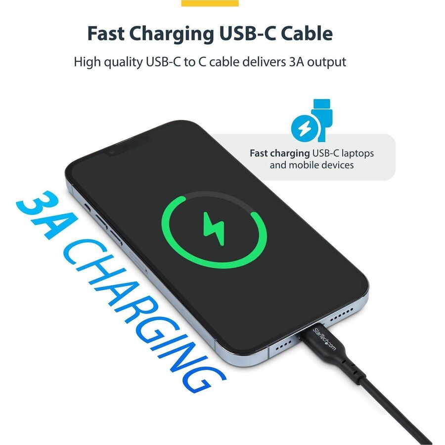 StarTech USB2CC3FBKE 3ft (0.9m) USB-C Charging Cable, USB 2.0 Type-C