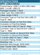 StarTech USB2CMB2M 2m 6 ft USB C to Mini USB Cable - M/M - USB 2.0 - Black