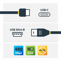 StarTech USB2CMB2M 2m 6 ft USB C to Mini USB Cable - M/M - USB 2.0 - Black
