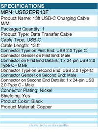 StarTech USB2EPR13F 13ft USB-C Charging Cable, USB-IF Certified - Black