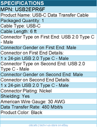 StarTech USB2EPR6F 6ft USB-C Charging Cable, USB-IF Certified USB C Cable