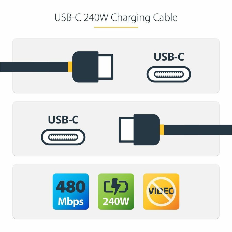 StarTech USB2EPR6F 6ft USB-C Charging Cable, USB-IF Certified USB C Cable
