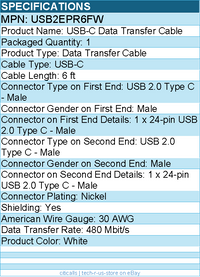 StarTech USB2EPR6FW 6ft White USB-C Charging Cable, USB-IF Certified USB C Cable