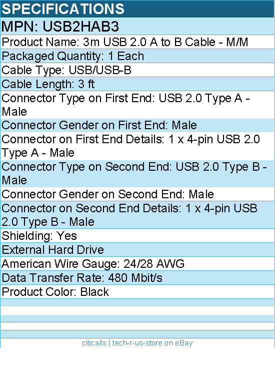 StarTech USB2HAB3 High Speed Certified USB 2.0 - USB cable - 4pin USB Type A (M)