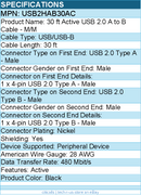StarTech USB2HAB30AC 9 m / 30 ft Active USB A to B Cable - M/M - Black