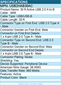 StarTech USB2HAB30AC 9 m / 30 ft Active USB A to B Cable - M/M - Black