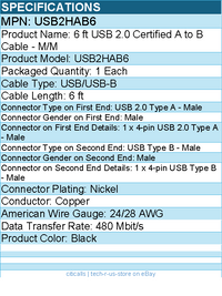 StarTech USB2HAB6 High Speed Certified USB 2.0 - USB cable - 4 pin USB Type A