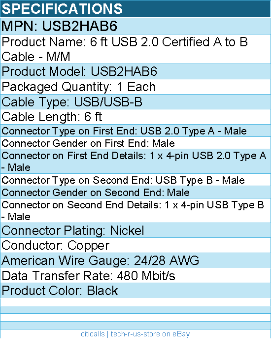 StarTech USB2HAB6 High Speed Certified USB 2.0 - USB cable - 4 pin USB Type A