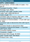 StarTech USB2HABM3 Mini USB 2.0 Cable - 4pin USB Type A - 5pin mini-USB Type B