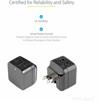 StarTech USB2PACBK Travel USB Wall Charger - 2 Port - Universal Travel Adapter