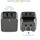 StarTech USB2PACUBK 2 Port USB Wall Charger, 17W  (2.4A & 1A port) - Black
