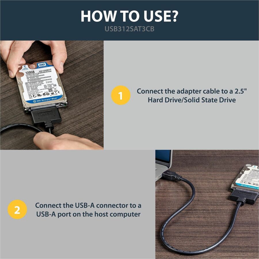 StarTech USB312SAT3CB USB 3.1 (10Gbps) Adapter Cable for 2.5"SATA SSD/HDD Drives