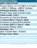 StarTech USB31AC1M 3 ft USB to USB C Cable - USB 3.1 (10Gpbs) - Black