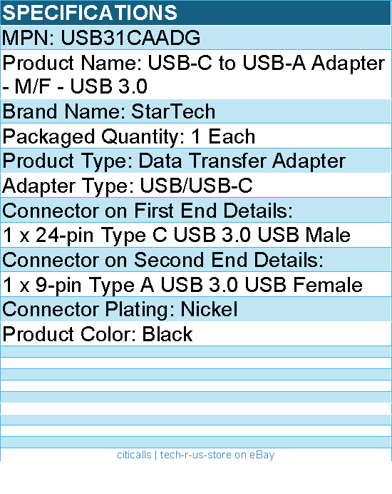 StarTech USB2HABM3 USB-C to USB Adapter - USB-C to USB-A - Black