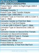 StarTech USB31CAADGCPRA Right Angled USB-C to USB-A Adapter, USB 5Gbps