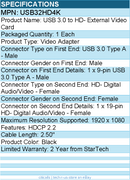 StarTech USB32HD4K USB 3.0 to Video Adapter, 4K 30Hz UH - Black