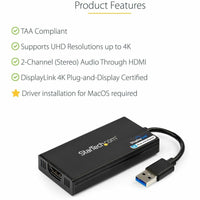 StarTech USB32HD4K USB 3.0 to Video Adapter, 4K 30Hz UH - Black