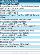 StarTech USB3CAB2M 6 ft Certified SuperSpeed USB 3.0 (5Gbps) A to B Cable - M/M