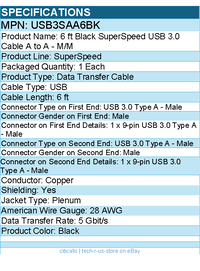 StarTech USB3SAA6BK 6 ft Black SuperSpeed USB 3.0 (5Gbps) Cable A to A - M/M