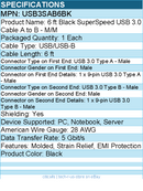 StarTech USB3SAB6BK 6 ft Black SuperSpeed USB 3.0 (5Gbps) Cable A to B - M/M