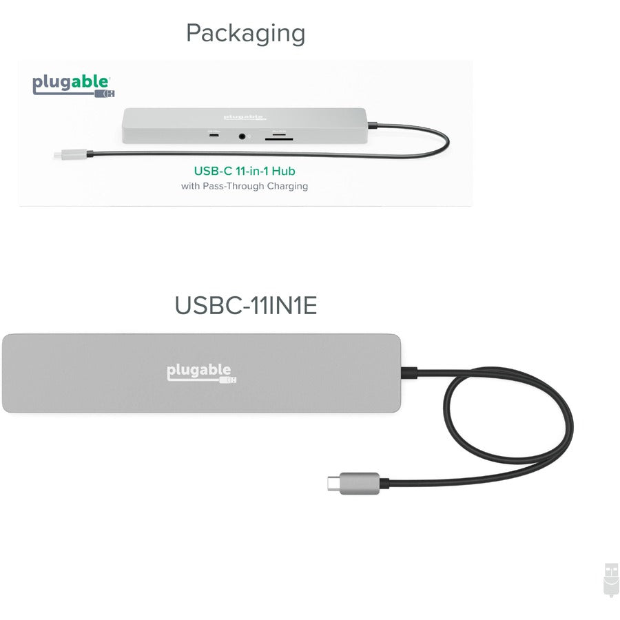 Plugable USBC-11IN1E 11in1 USBC Hub, 100W USBC Passthrough - Docking Station