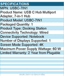 Plugable USBC-7IN1 USBC Hub 7in1 - USB 3.0 Type C - Docking Station