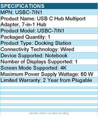 Plugable USBC-7IN1 USBC Hub 7in1 - USB 3.0 Type C - Docking Station