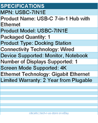 Plugable USBC-7IN1E 7-in-1 USB C Hub Multiport Adapter with Ethernet