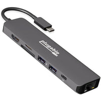 Plugable USBC-7IN1E 7-in-1 USB C Hub Multiport Adapter with Ethernet
