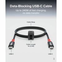 Plugable USBC-CC1M USB C to USB C Cable, Data Blocker Charge Only Cable