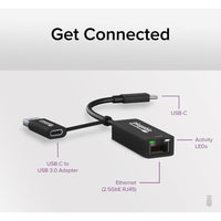 Plugable USBC-E2500 2.5G USB-C and USB to Ethernet Adapter