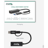 Plugable USBC-E2500 2.5G USB-C and USB to Ethernet Adapter