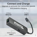 Plugable USBC-E2500PD USB C to Ethernet Adapter 2.5Gb w 100W USB-C PD Charging