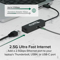 Plugable USBC-E2500PD USB C to Ethernet Adapter 2.5Gb w 100W USB-C PD Charging
