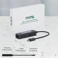 Plugable USBC-E2500PD USB C to Ethernet Adapter 2.5Gb w 100W USB-C PD Charging