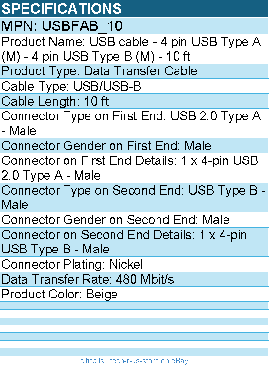 StarTech USBFAB_10 USB cable - 4 pin USB Type A (M) - 4 pin USB Type B (M)