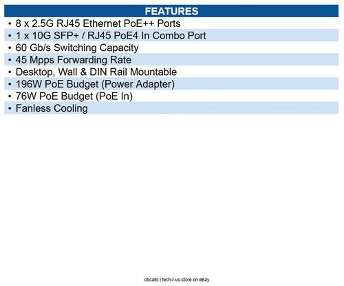 Ubiquiti USW-FLEX-2.5G-8-POE Ethernet Switch 8 Ports - Manageable - 2.5 Gigabit