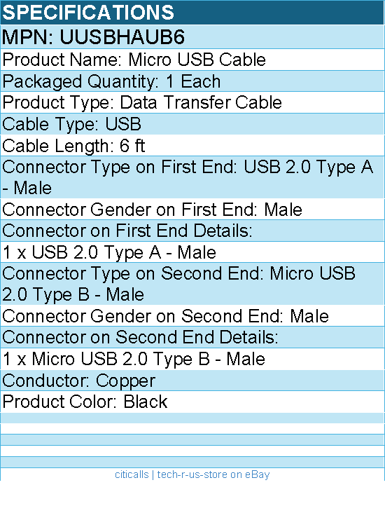 StarTech UUSBHAUB6 Micro USB Cable - 6 ft - USB 2.0 Type A , USB 2.0 Type B