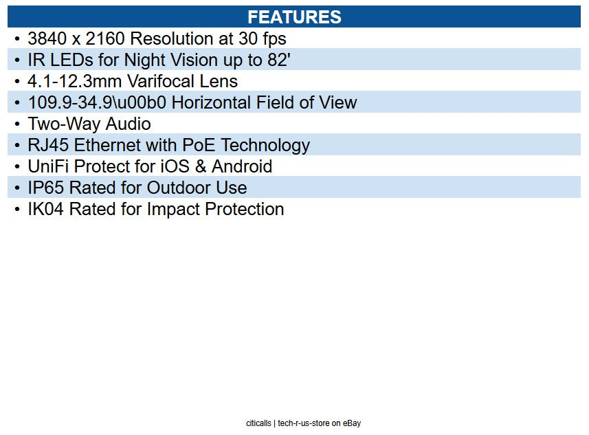 Ubiquiti Networks UVC-AI-PRO-WHITE UniFi Protect 8MP Indoor/Outdoor 4K Network