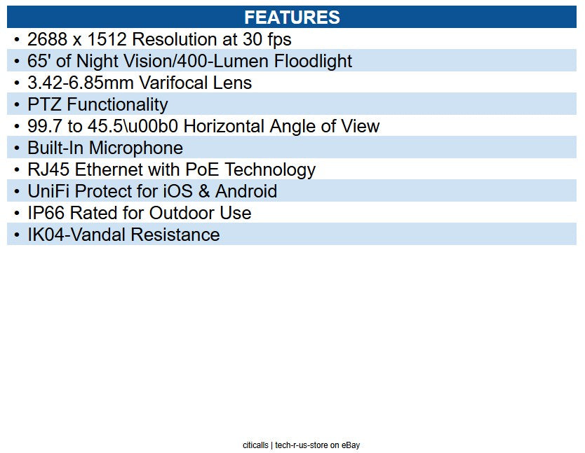 Ubiquiti Networks UVC-G5-PTZ UniFi Protect G5-PTZ 5 Megapixel Outdoor 2K Camera
