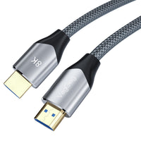 VegGieg V-H403 8K HDMI Cable 48Gbps 6.6FT/2M, Braided Cord-4K@120Hz 8K@60Hz, DTS